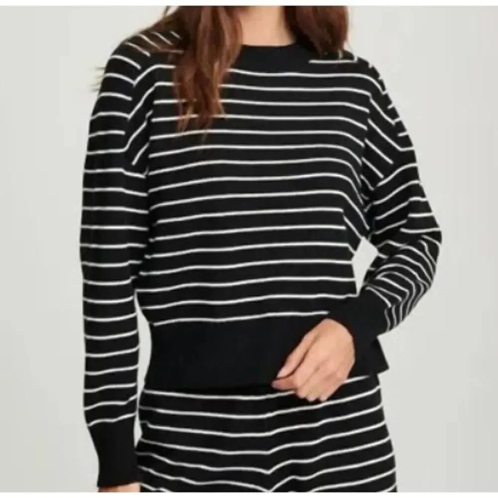 Sundays Lizz Sweater In Black White Stripes Women's Sz. M